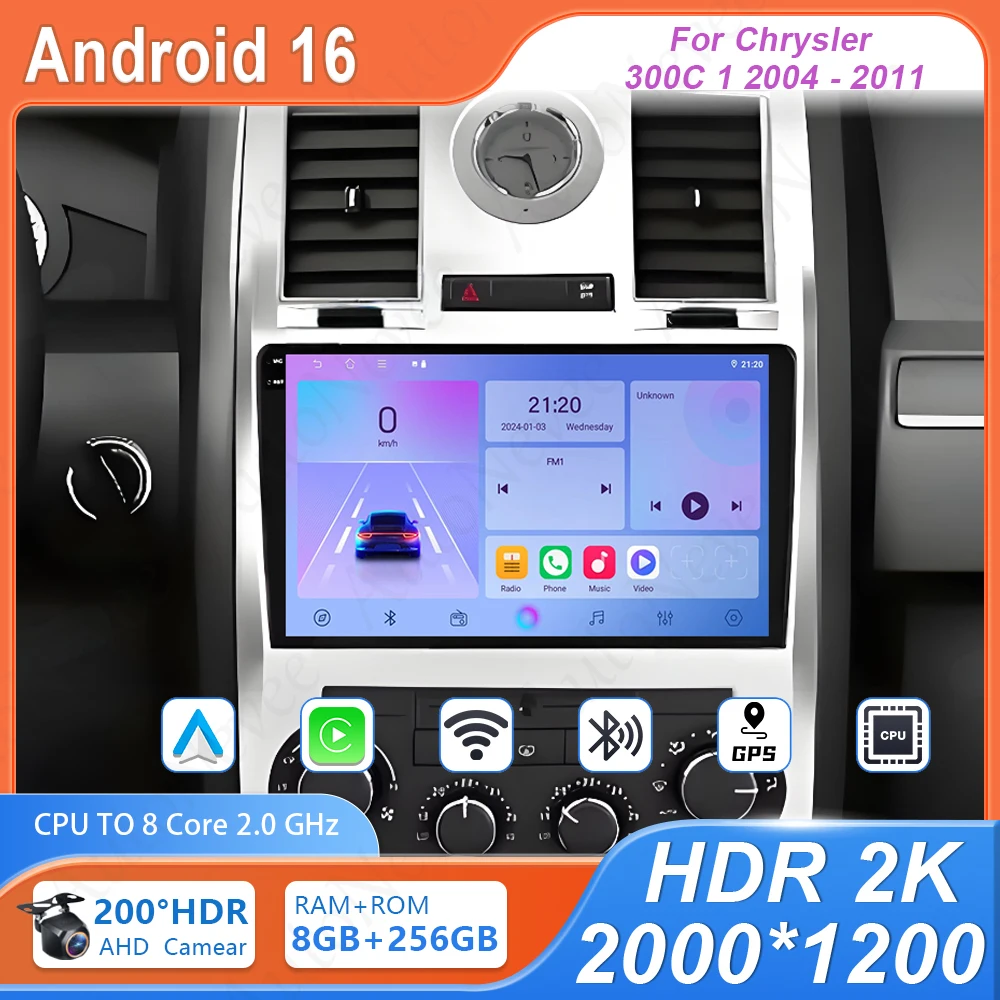 

Car Dvd Auto Radio For Chrysler 300C 1 2004 - 2011 4G Wifi BT High-performance Head Unit Multimedia Player GPS Navigation Screen