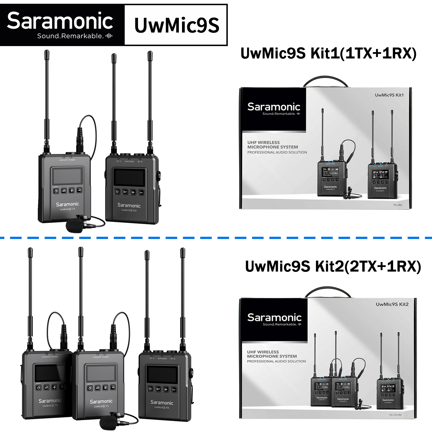 Saramonic UwMic9S Kit1/2 UHF Professional Wireless Lavalie Microphone System for DSLR Camera Camcorder Broadcast Vlog Journalism