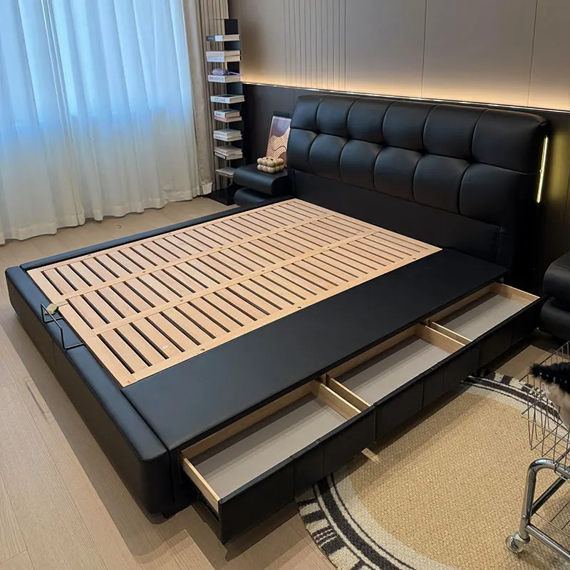 Double Bedroom Bed Luxury Modern European Queen Sleeping Headboards Single Bed Design Simple Letto Matrimoniale Home Furniture