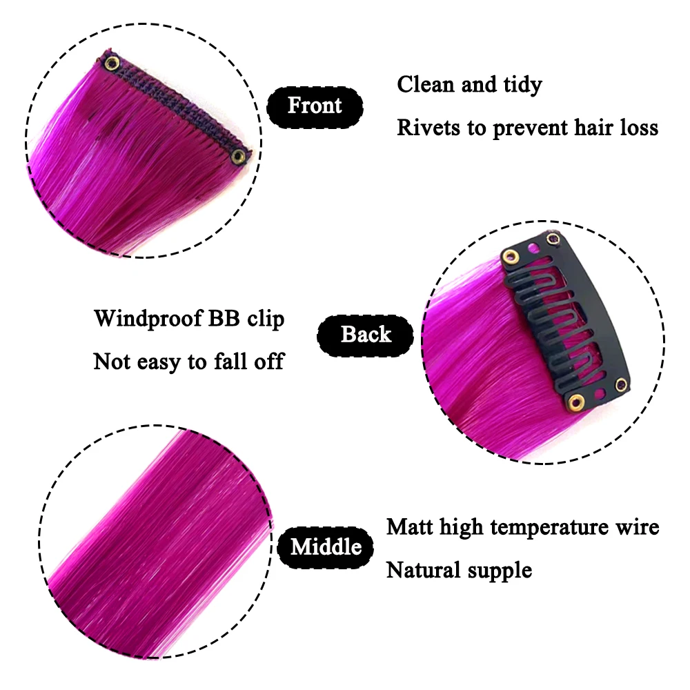 22Inches 6Pce/Set Y2K Style Multicolor Synthetic Straight Hair Gorgeous Pink Highlights Clip In Extensions For Party Cosplay