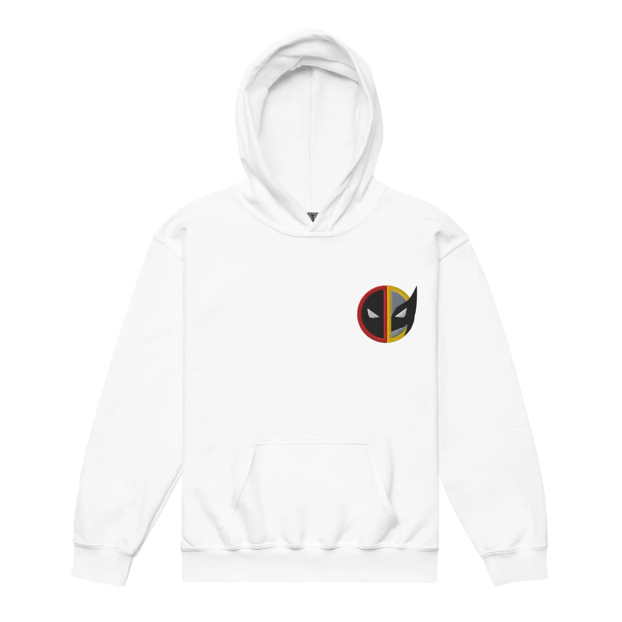 

Youth Hoodie with Embroidered Deadpool and Wolverine Logo Soft & Durable Kids Pullover