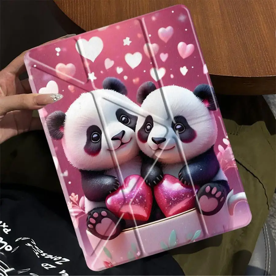 

Holder Cover Tablet Case For iPad Pro 2025 Pro 11th 10th 9th 8th 7th 12.9inch Mini 6 7 Air 4 5 M3 M2 1 2 M4 11inch Cute Panda