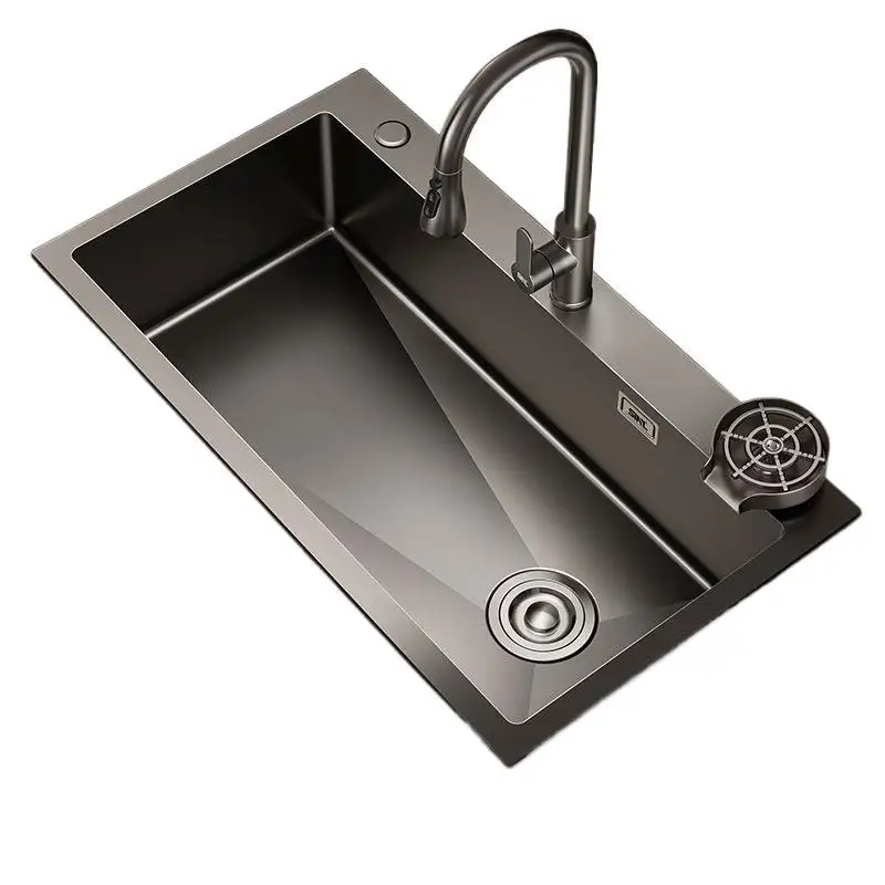 Thickened 304 Stainless Steel Kitchen Sink Large Single Bowl Convertible Double Bowl Stainless Steel Sinks Kitchen Sinks view 3