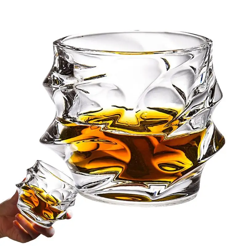 Whiskey Glasses Whisky Drink Glass Beer Cup Comfortable Grip Drinking Glasses Rock Style Old Fashioned Drinking Glassware For