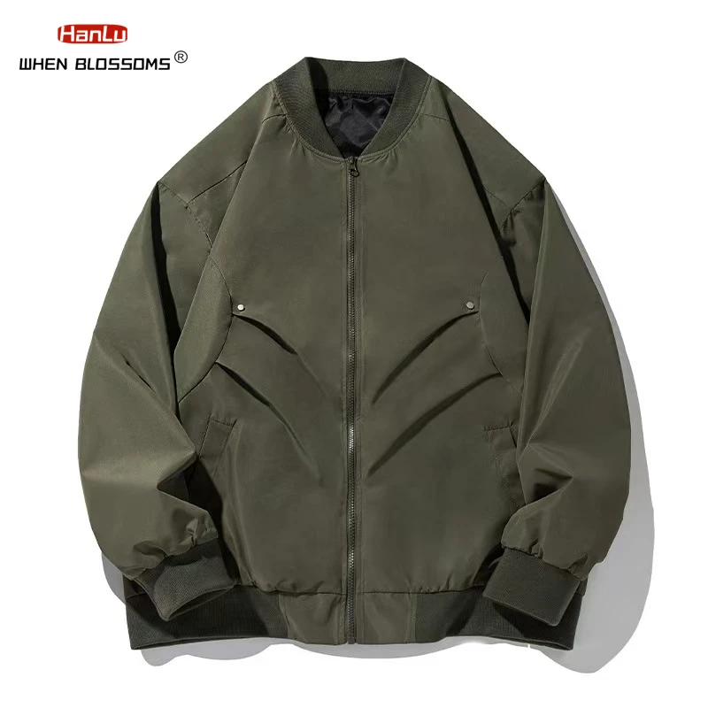 HANLU Folding Desig Baseball Collar Assault jacket Men's autumn New Item Outdoor Waterproof Jacket Cargo Coat Bomber Jacket