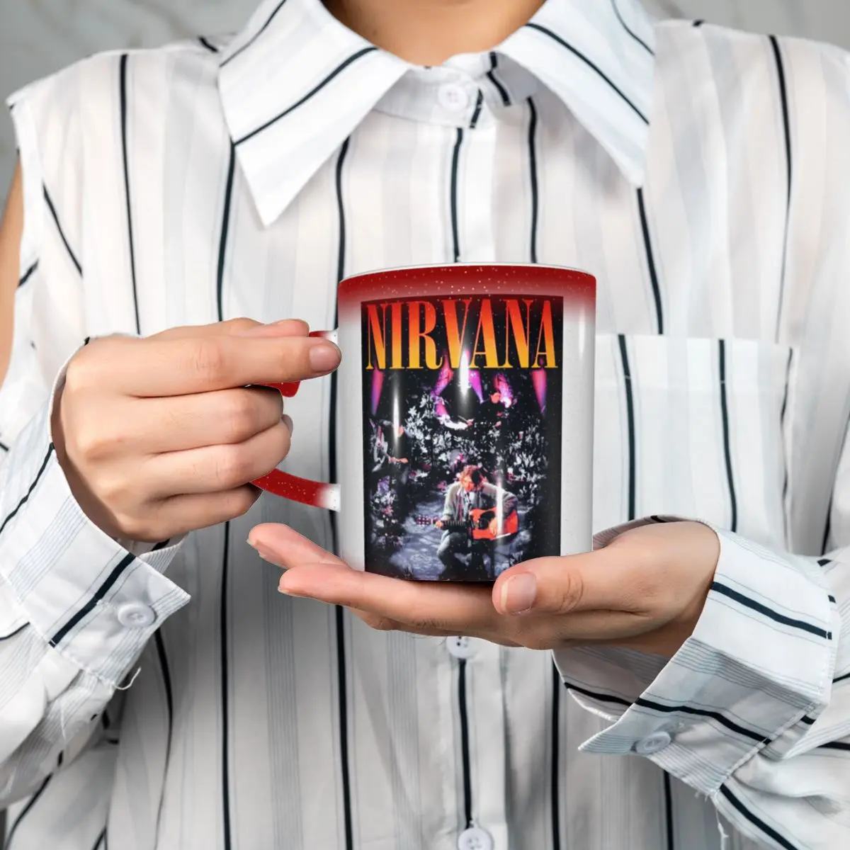 Nirvanas One Sided Smile Mug Funny Ceramic Coffee Cups Tea Mugs Milk Cup Drinkware Gifts for Friends
