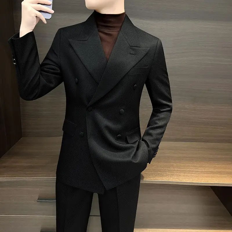 3-A87 High-end and cool suit for men in spring and autumn 2024 new spring style peaked lapel casual small suit jacket