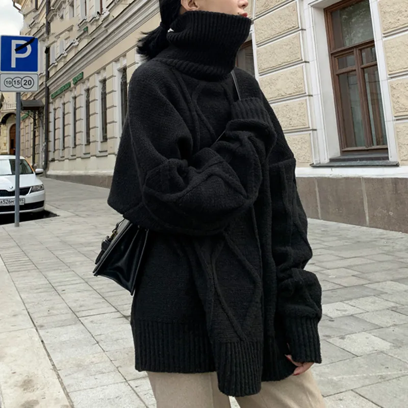 Wild turtleneck sweater women plus size sweater fashion long pullover sweater trend casual 2022 winter new