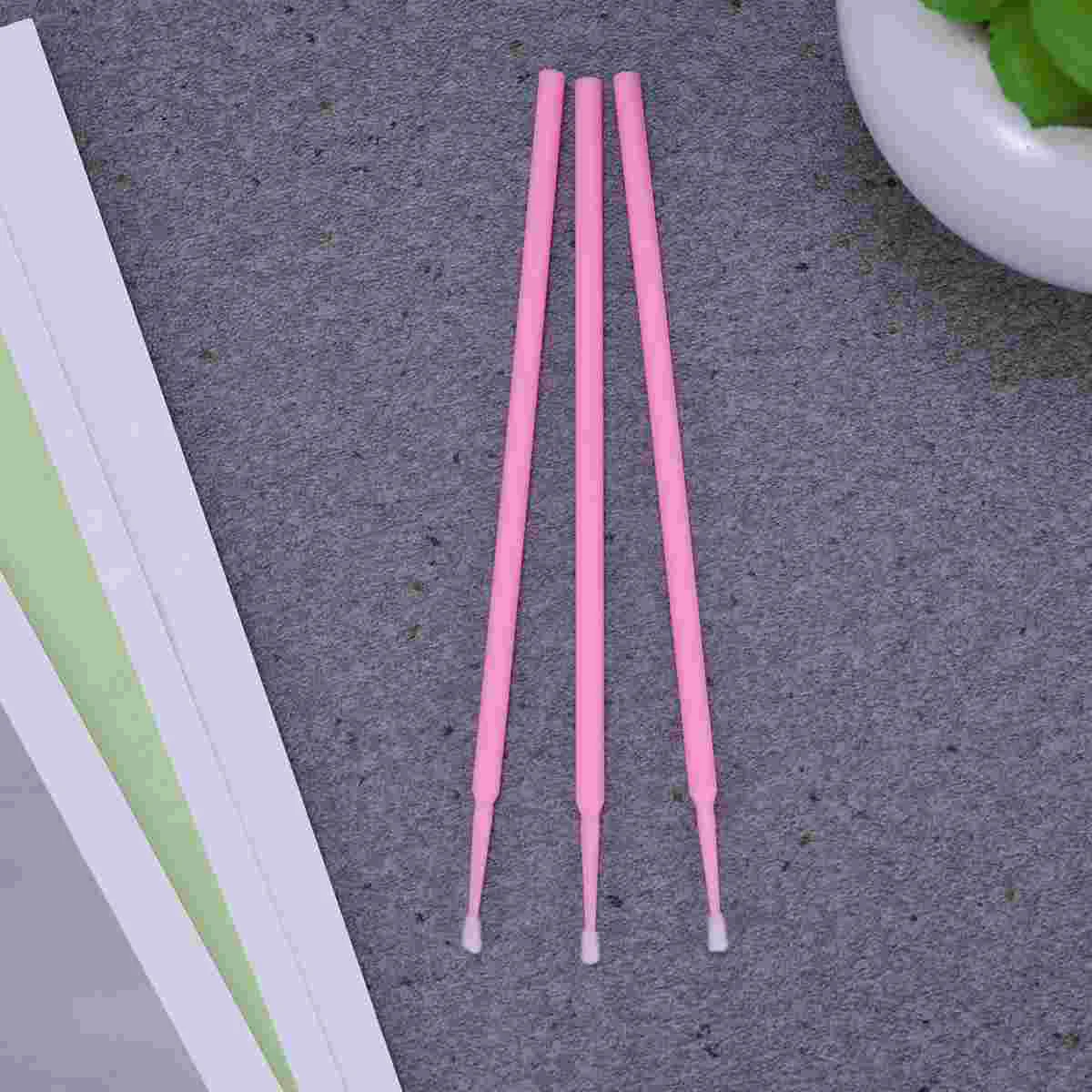 

100 Pcs Cotton Swabs Eyelash Applicator Brush Extension Stick Pink