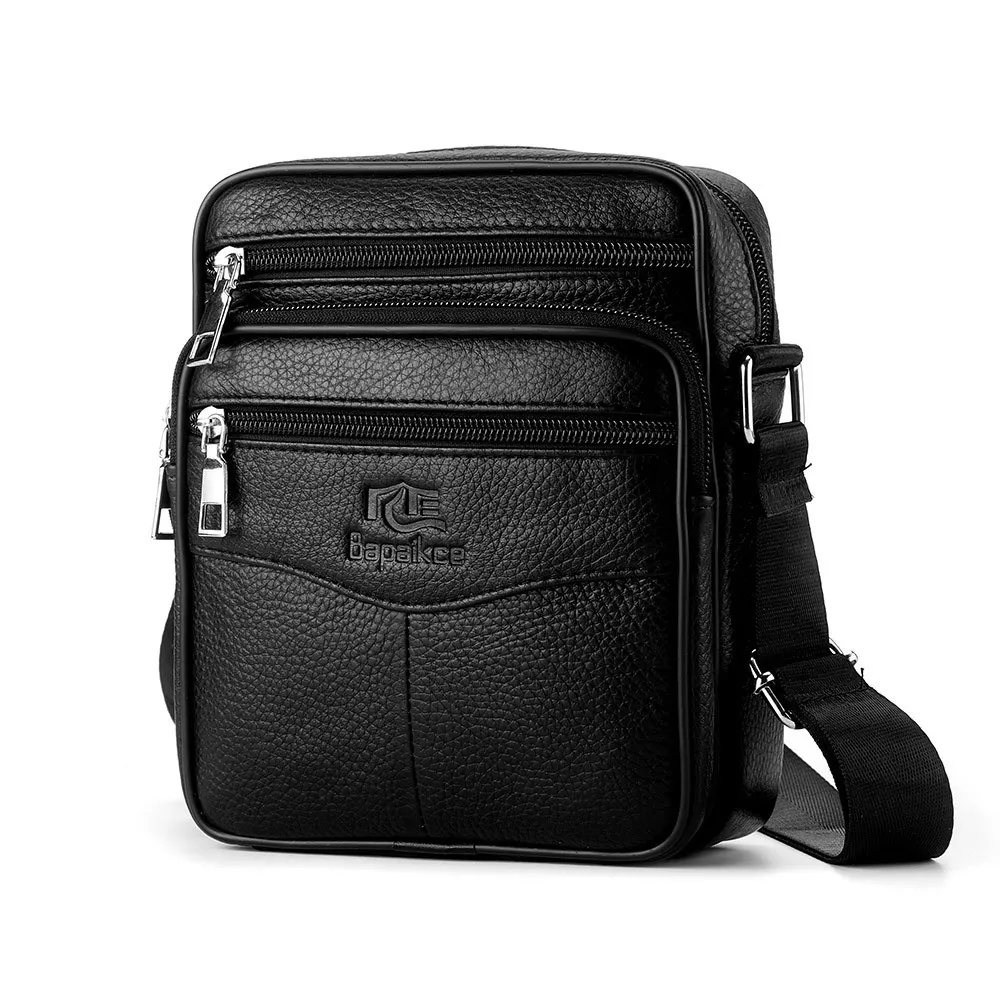 

Genuine Leather Crossbody Bag for Men Lightweight Vertical Shoulder Bag Fashion Business Casual Style