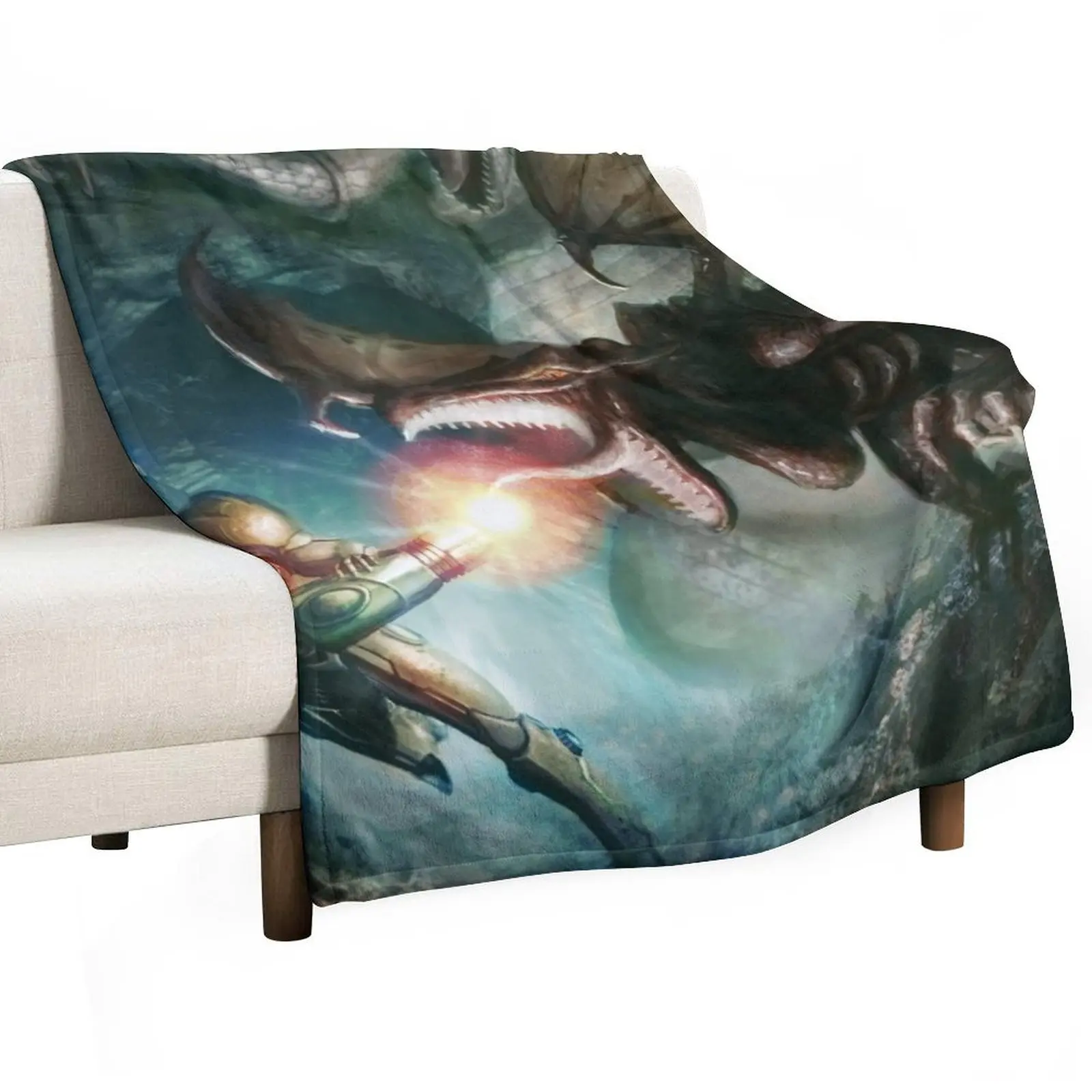 Samus Aran VS. Ridley - The Final Encounter Throw Blanket Multi-Purpose Heavy Moving Blankets