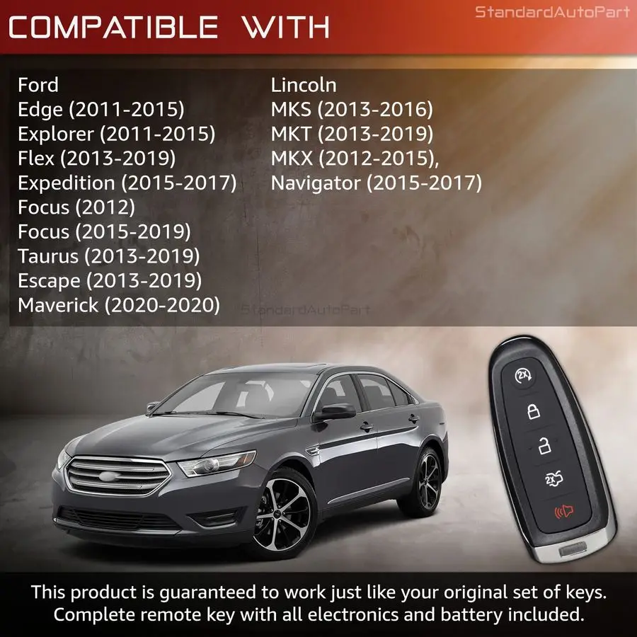 Fob d'entrée intelligent sans clé, Compatible avec Ford Edge Explorer Flex Taurus Focus Expedition Escape M3N5WY8610 M3N5WY8609 164R8092 80