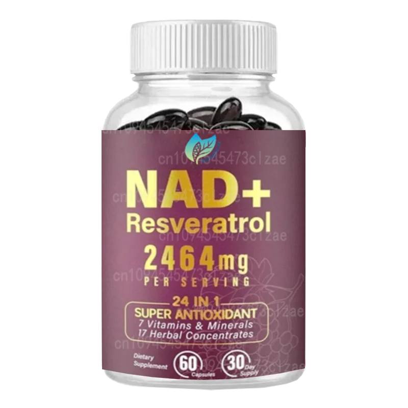 مكمل NAD 2464 ملجم، ليبوسوم NAD+resveratrol، يعزز NAD+مكافحة الشيخوخة، الطاقة، التركيز - كبسولة مضادة للأكسدة فائقة