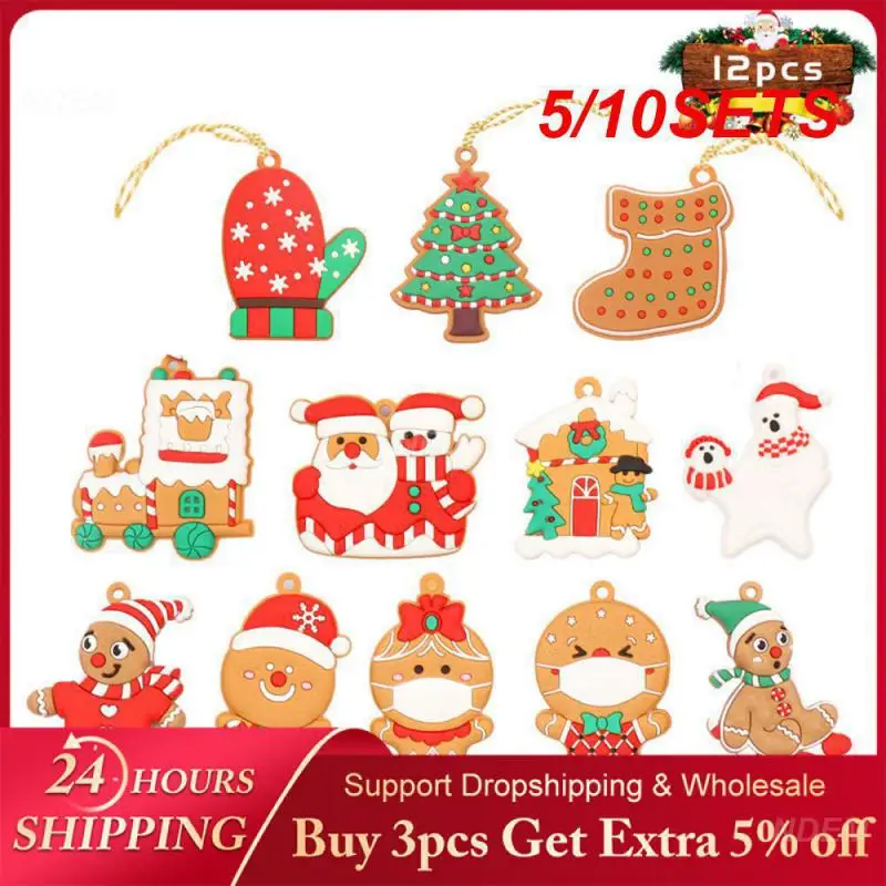 5/10SETS Snow Scene Layout Durable Plastic Material Lovely Cute Hanging Decorations For The Holidays