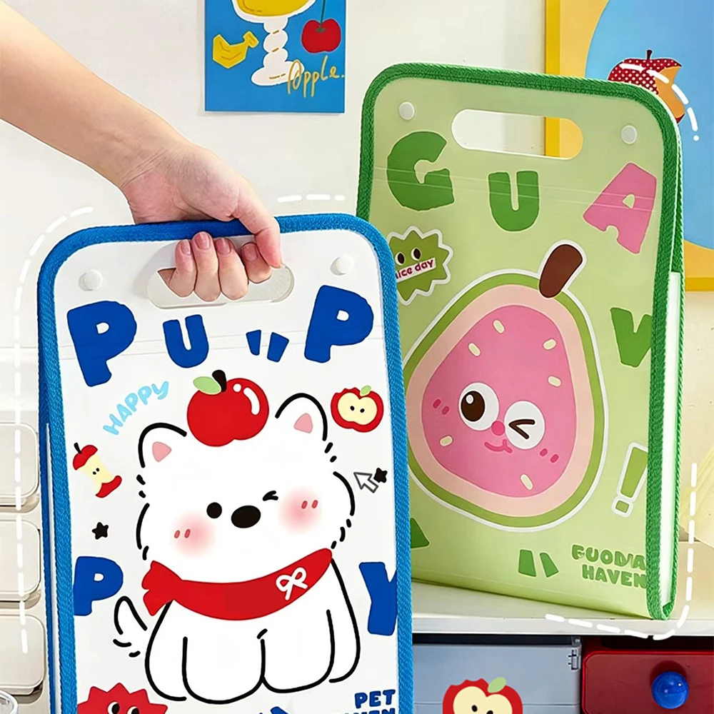 13 Layer Cartoon Large Capacity Document Storage Bag, Student A4 Handheld Subject Classification Folder, Study Supplies Storage