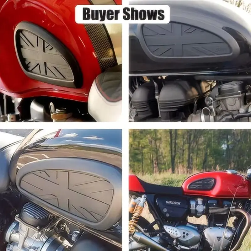Universal Retro Motorcycle Gas Fuel Tank Side Silicone Stickers Anti-Slip for Harley Triumph Royal Enfield Scrambler view 2