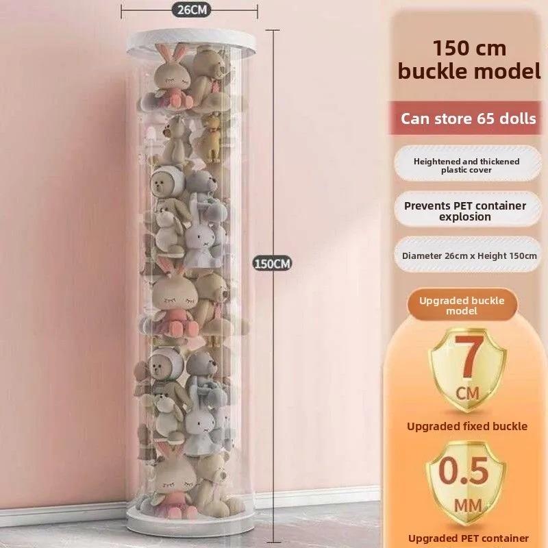 Transparent Plastic Doll Storage Cylinder Toy Organizer round Barrel PVC Collectible Columnar Plastic Bucket for Home Use