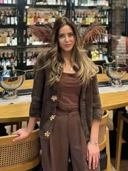 HH 2024 Autumn Women Fashion Faux Fur Effect Cardigan Round Neck Tight Sweater Tops Female Wild Outerwear Woman Coat Top