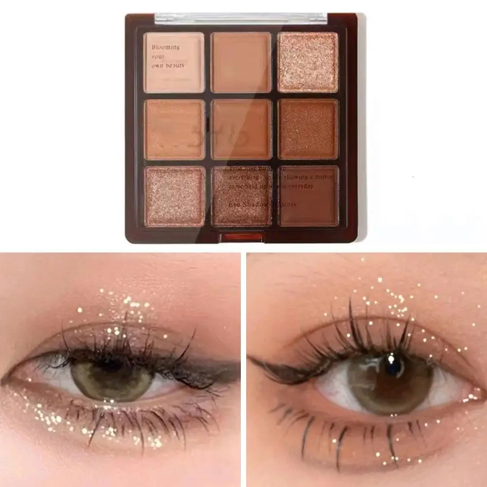 9 Grid Eyeshadow Palette Glitter Pearlescent Matte Lasting Transparent Eye Shadow Cosmetics Women Acrylic Makeup Beauty Lon K9r7