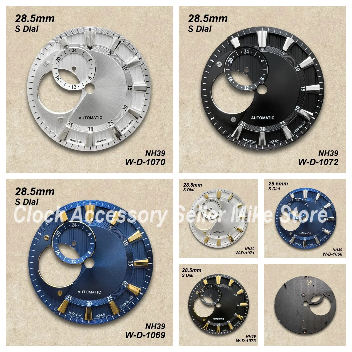 

28.5mm S Logo Sunburst Dial Suitable For NH39 Movement Hollow Out Dial White/Black/Blue Watch Modification Accessories
