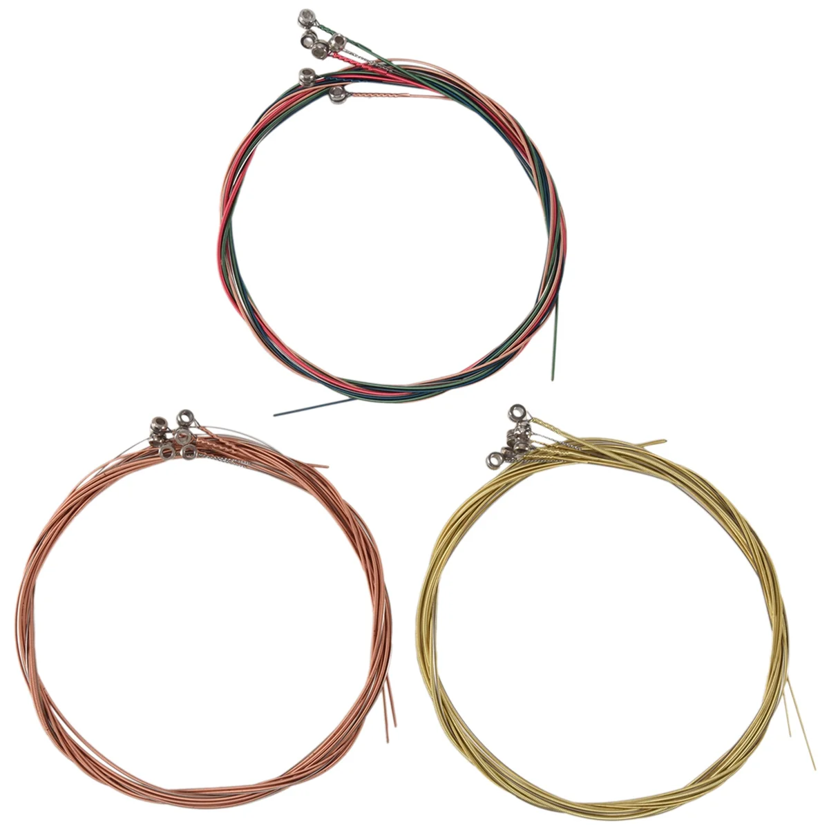 3 Sets Guitar Strings Replacement Steel String for Acoustic Guitar (1 Brass Set, 1 Copper Set and 1 Multicolor Set)