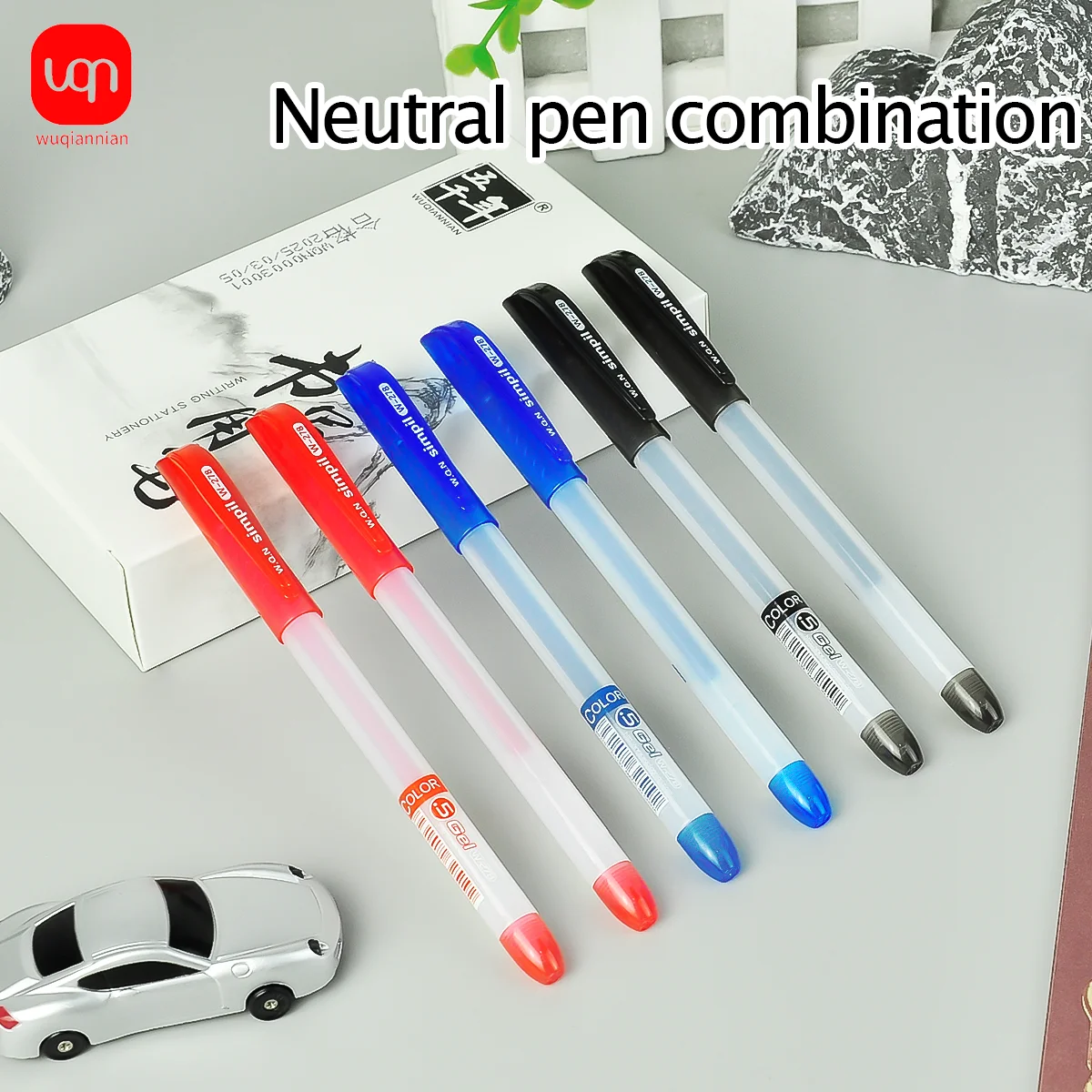 

WQN-12PCS Simple Set of Gel Pens, 0.5mm Tip, Gel Pens, Black/Red/Blue Ink, School and Office Supplies for Middle School