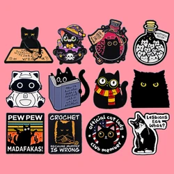 Bottled Menace Evil Black Cat Enamel Pin Funny Badge Metal Lapel Brooch For Backpacks Brooches Fashion Jewelry Accessories Gifts