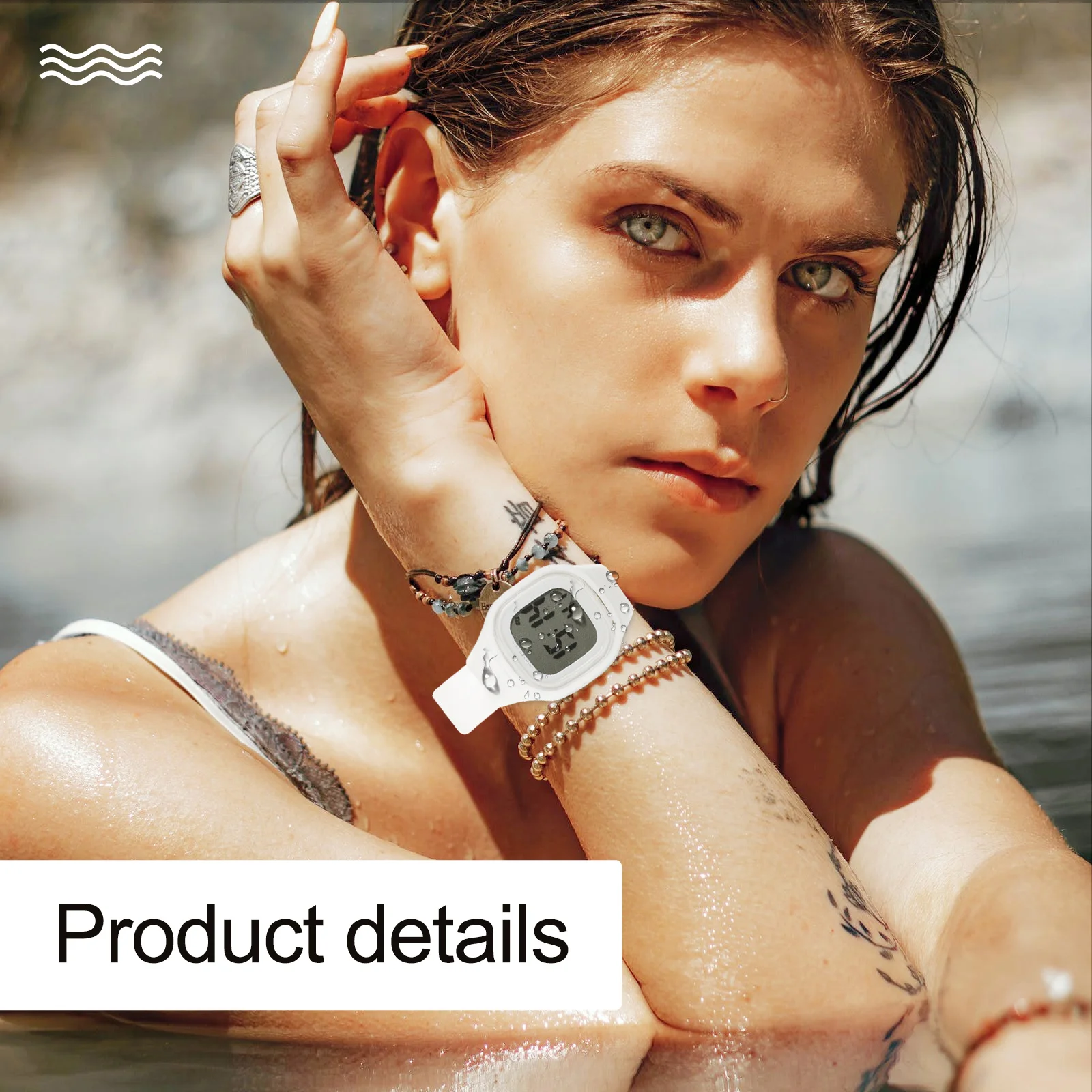 

Digital Watch for Women Colorful Luminous Electronic Wrist Watches Ladies White Miss