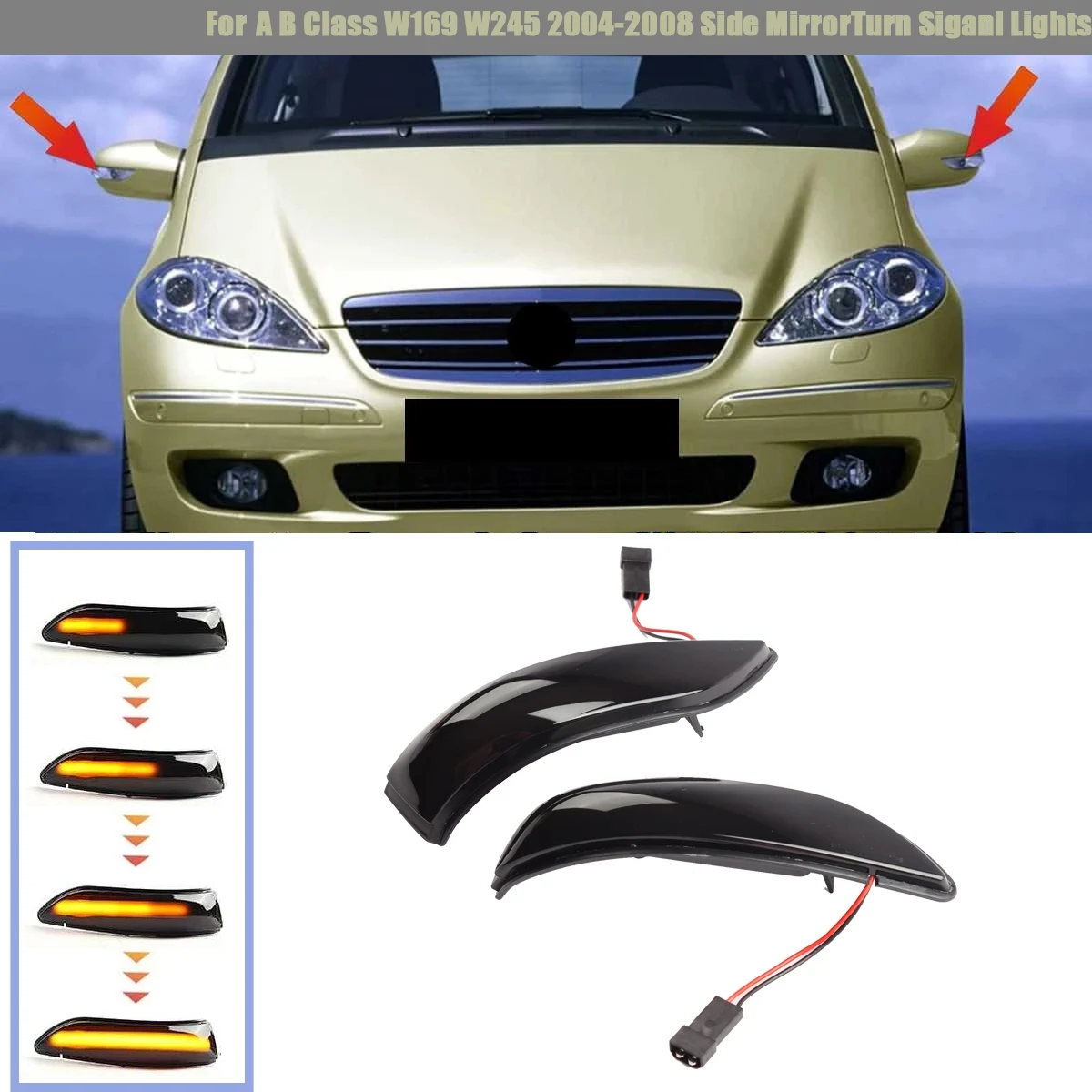 Car LED Dynamic Side Rearview Mirror Light Turn Siganl Light for Mercedes for Benz a B Class W169 W245 2004-2008