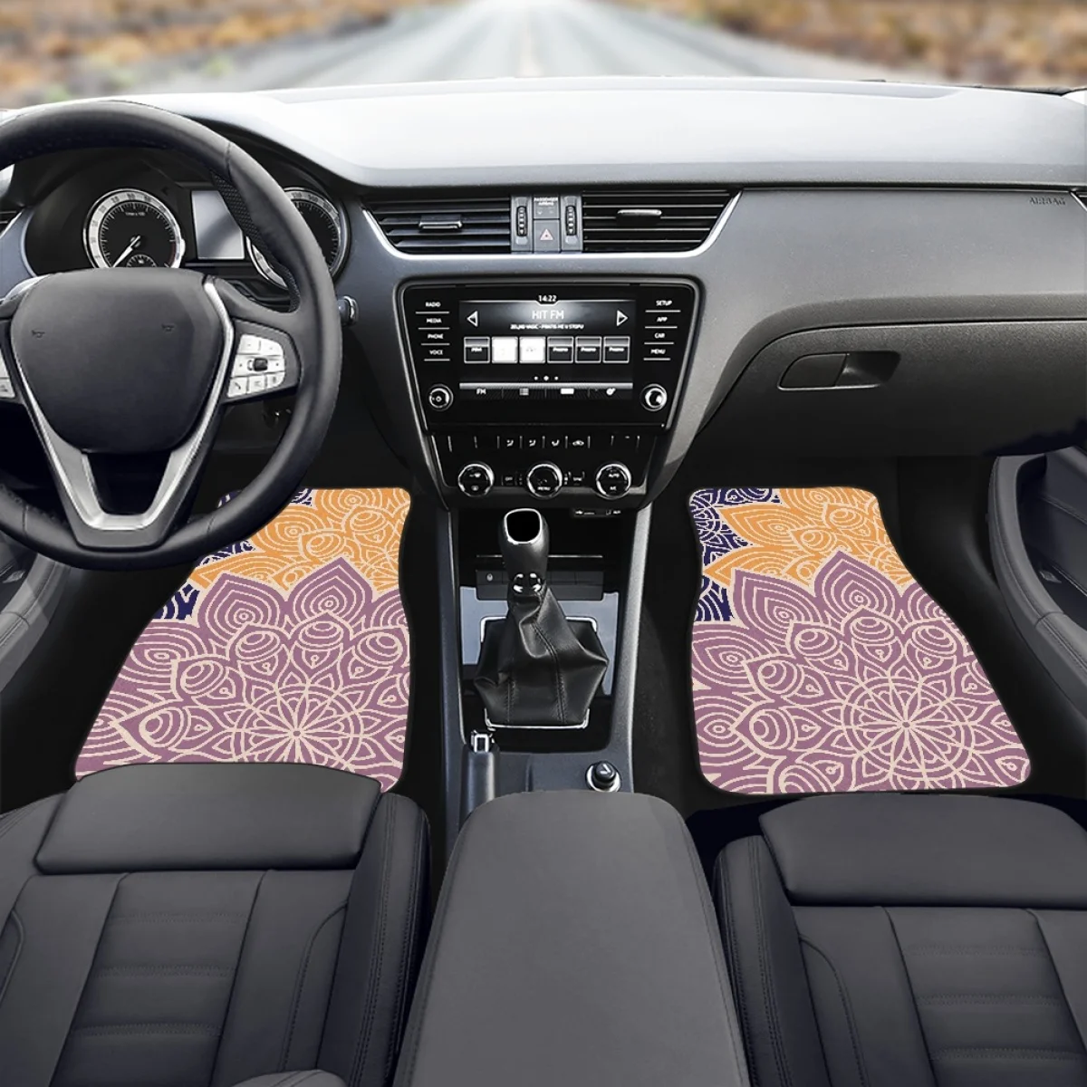 Pink Mandala Pattern All-Climate 4-piece Rubber Floor Mats for Car SUV Van Truck Heavy Duty Carpet Set Thick New for Women Men