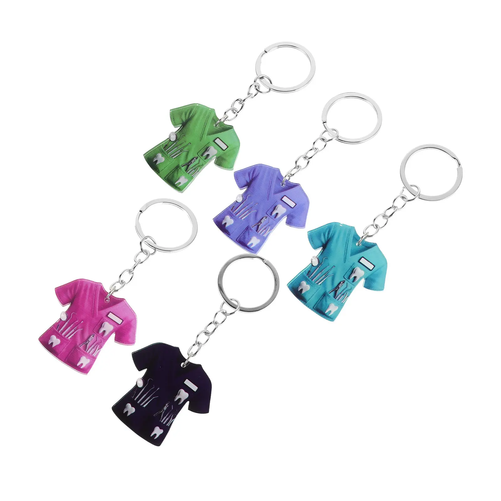 5Pcs Dental Doctor Keychains Dentist Appreciation Present Graduation Party Favors Novelty Keyrings Retirement Gift