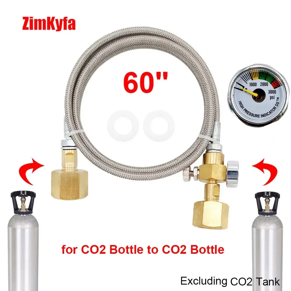 CO2 Cylinder Refilling Station for Sodastream Charging Adapter 1.5m Steel Braided Hose W21.8-14|DIN477|CGA320