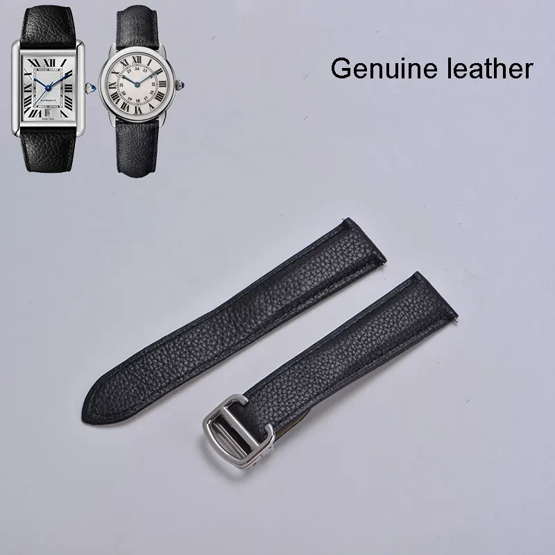 Watch Strap Soft Cow Leather for Cartie Tank Must Solo Santos Watch Band High-End Quick Release Easy Install Foldable Buckle