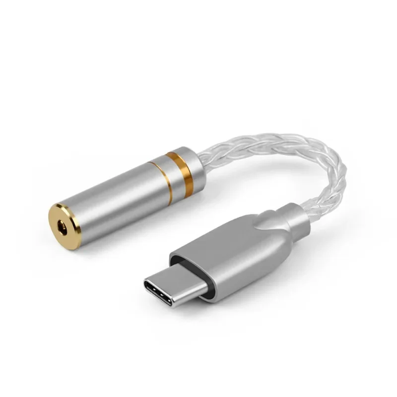 

USB C Connector To 2.5 4.4 3.5 Jack Audio Cable Pure Silver Wire Type-C 2.5mm 3.5mm 4.4mm Convert Male Female Adapter DAC Chip