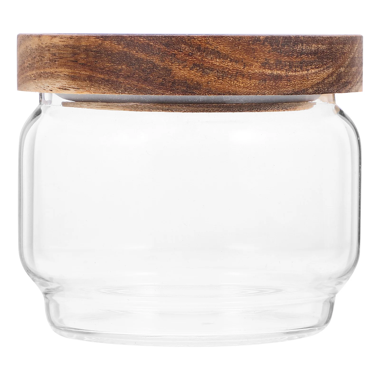 Beech Wood Lid Glass Storage Jar Clear Airtight Container For Tea Candy Grains Kitchen Seasoning Coarse Cereals Food Storage Pot