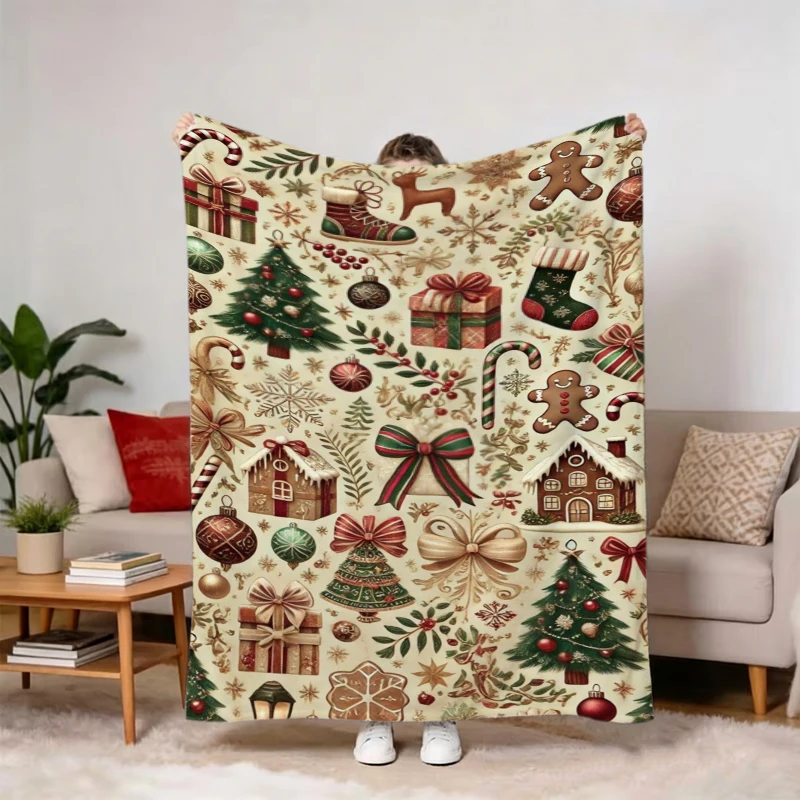 Black Background Christmas Tree Pink Ornament Flannel Blanket For Glamorous Bedroom Decor Soft Warm Throw Blanket Gift