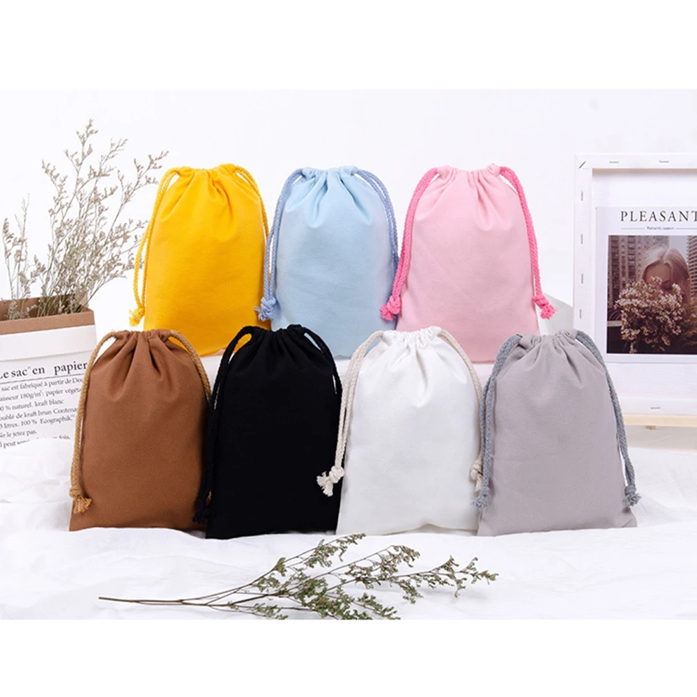 Drawstring bag Color Jewelry bag Cotton Tote organizer Portable Handbags Canvas Grocery Shopping bag foldable Travel Storage Bag