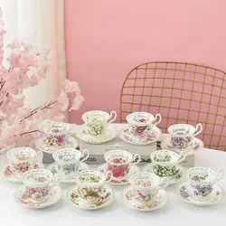 Royal Bone China Retro Month Flower Coffee Cup Afternoon Teacups and Saucers Gifts