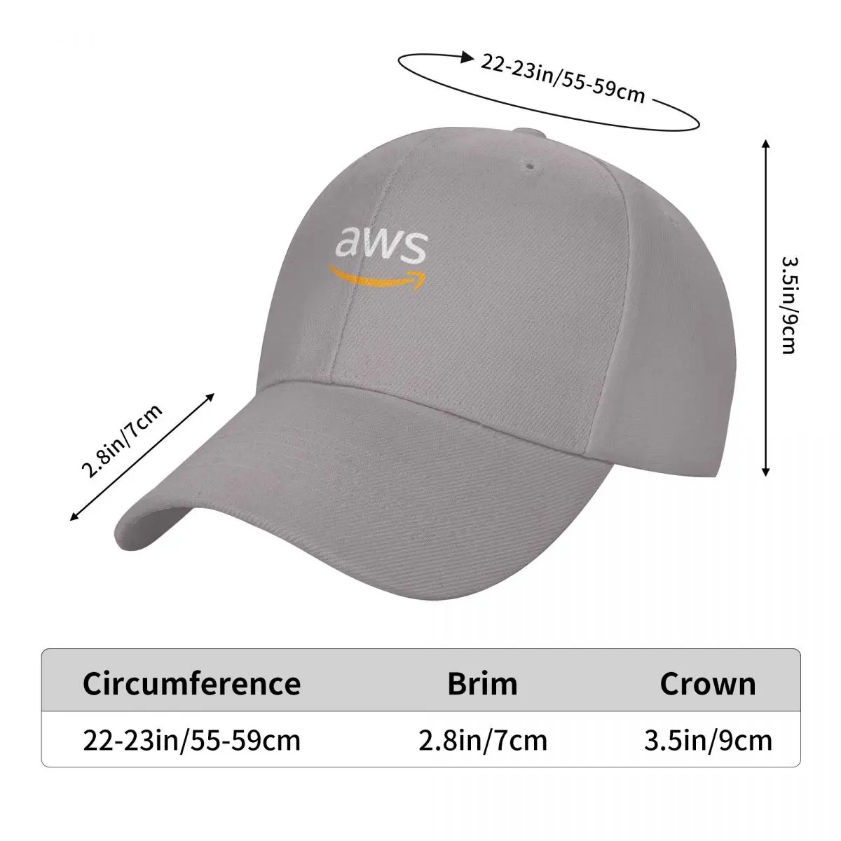 AWS-Boné de beisebol masculino e feminino, chapéu AWS pico, logotipo da Amazon Web Services