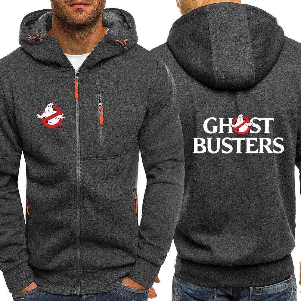 Ghost Busters 2024 New Men's Tri-color Hooded Jacket Spring Autumn Comfortable and Leisure Slim-fit Spliced Harajuku Zipper Tops