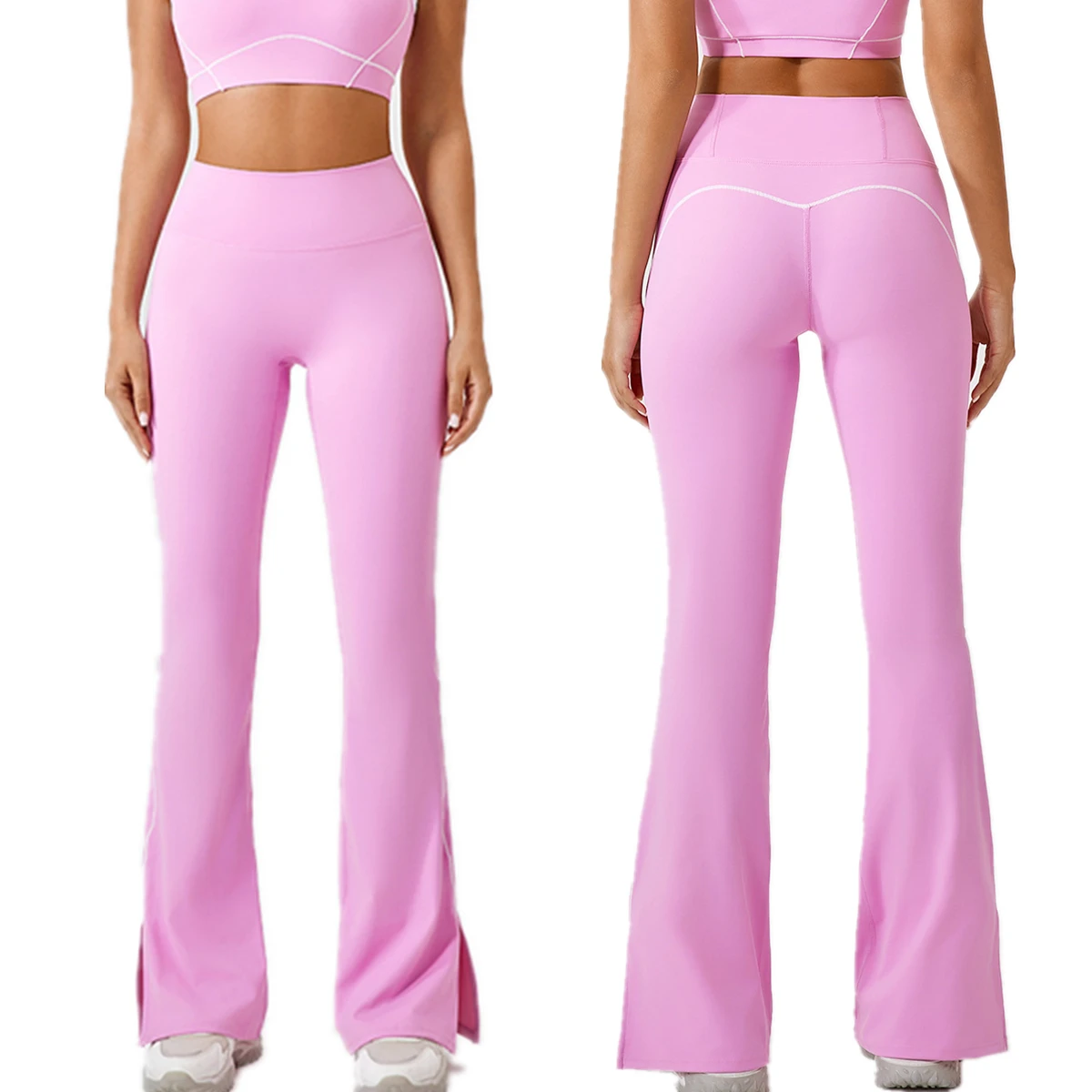 

Maxdutti High Waisted Tight Fitting Naked Hip Lifting Yoga Flare Pants Bottoms Fitness Outdoor Sports Slit Pants Female Clothing