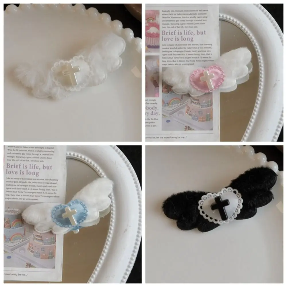 Модная эстетичная заколка для волос Y2K в готическом стиле с перекрестным крылом в стиле Лолиты, милая крутая заколка для волос, заколки, головной убор, челка в стиле Харадзюку, утконос для девочек