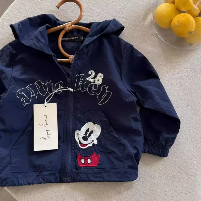 

New Spring Summer Children Zipper Coat Boy Girl Comfortable Light Mickey Jacket Sun Protection Clothes Windproof Baby Thin Coats