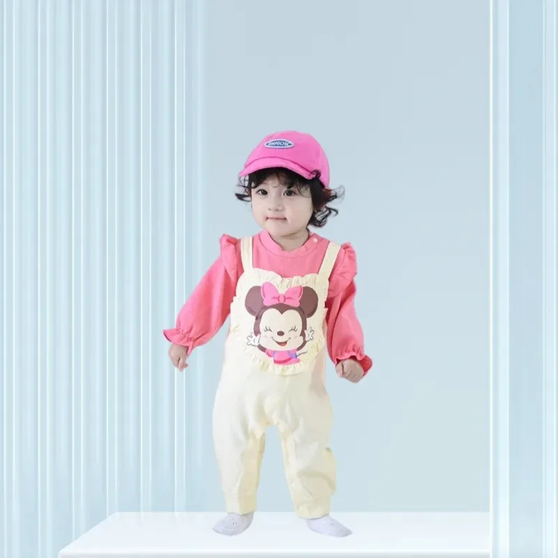 

Baby Girl Romper Autumn&Winter Daily Bodysuit Pink Bear Print Long Sleeve Lovely Jumpsuit Clothing for Toddler Girl 3-24 Months