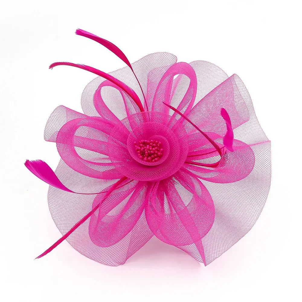 New Tea Party Flower Fascinators Kentucky Headband Derby Hat Wedding Cocktail Feathers Ribbon Fascinator Hats for Women