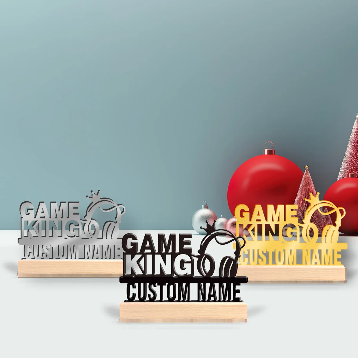1pc Desktop Metal Ornaments Custom Name Equipped with Wooden Base Unique Desktop Decoration Custom Gifts