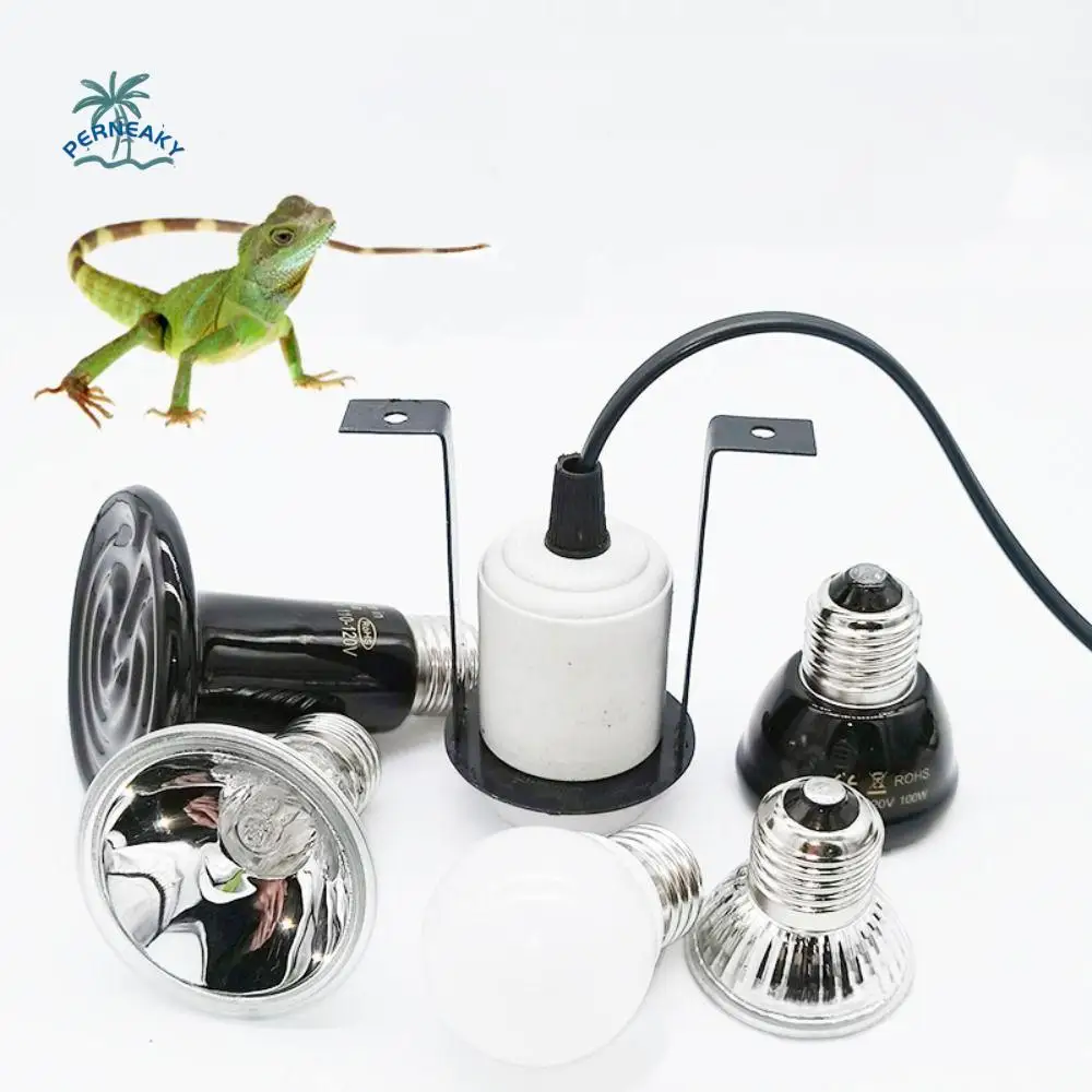 

E26/E27 Reptile Ceramic Light Holder Timeable Lightweight Reptile Lamp Holder Stand Energy Saving Turtle Amphibian Lamp Holder