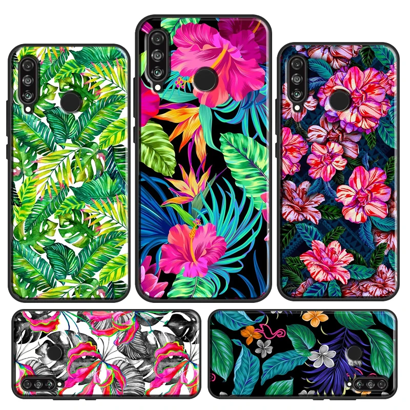 Tropical aloha Hibiscus  pattern For Huawei Honor 50 X9 X8 X7 Magic4 Pro P50 P20 P40 P30 Lite P Smart Z 2021 Nova 5T Case