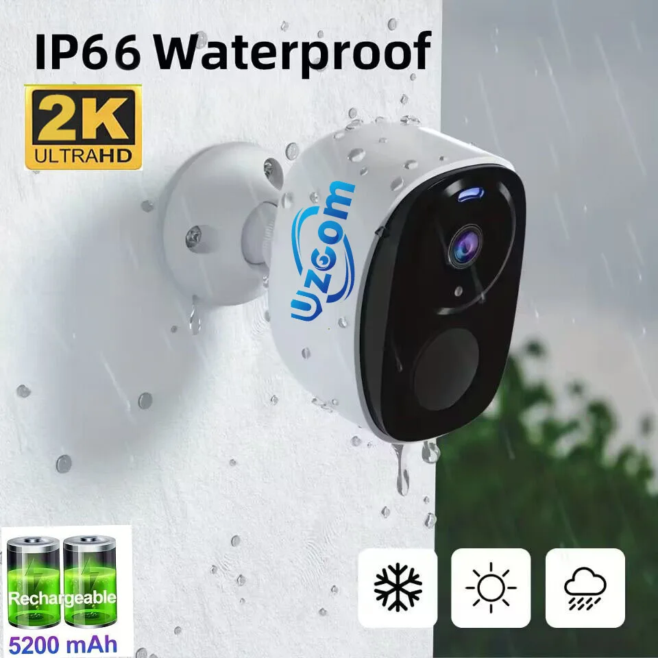 Wireless Security Cameras Outdoor 2K Battery Powered WiFi Camera AI Motion Siren Spotlight Color Night Vision IP66 Waterproof