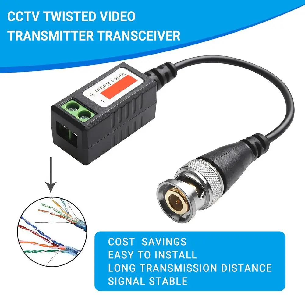 Passive Video Balun Connector 4 Pairs 4K 8MP Resolution for AHD CVI CVBS CCTV Systems with Gold Plated BNC and UTP Support